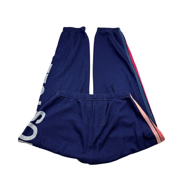 Aviator Nation Sweatpants Navy Blue Women Size L Rainbow Stripe Logo Made in USA - Picture 2 of 7